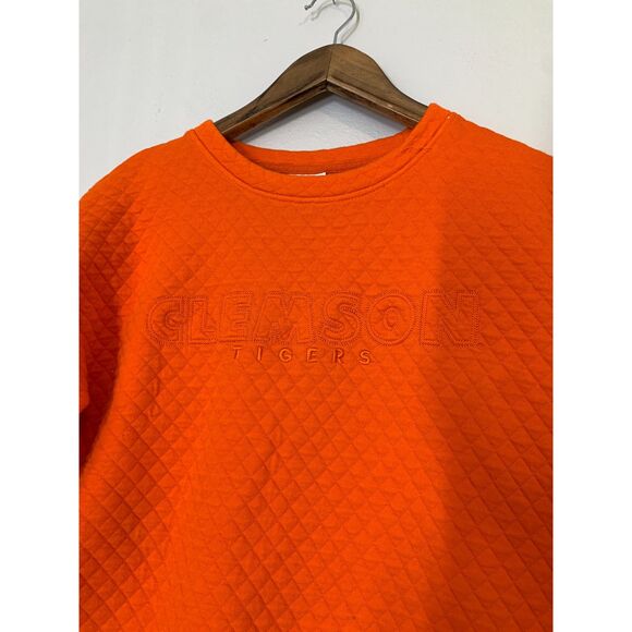 Champion Clemson Tigers Quilted Orange Crewneck Long Sleeve Shirt Womens Sz S - Picture 2 of 11